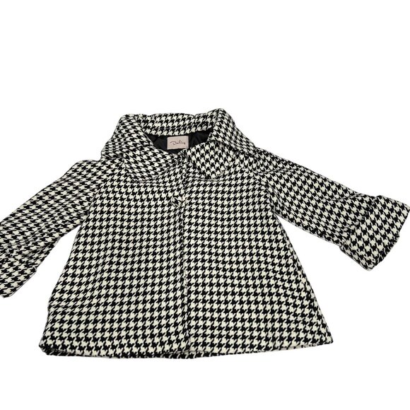 Darling Womens Karmen Black White Houndstooth Swing Jacket Double Collar Med - Picture 7 of 16